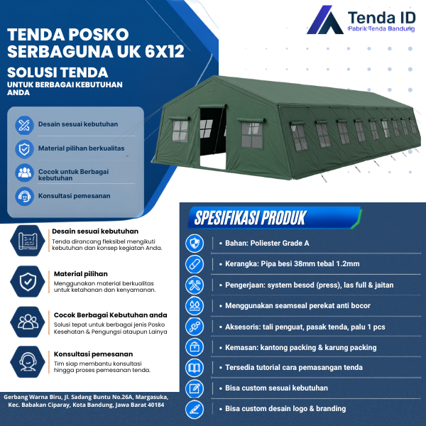 Tenda Posko Serbaguna 6x12 Tenda Posko Serbaguna 6x12