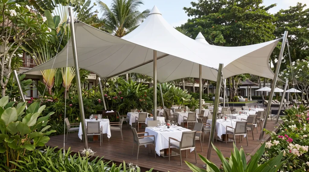 Tenda Membrane untuk Hotel dan Resort: Titik Penerapan dan Desain Gemini Generated Image 6ei0p26ei0p26ei0 1 1